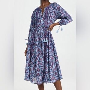 NWT Cleobella Faith Caftan 100% Cotton India Vintage Print Prairie Midi Dress